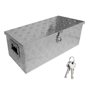 30 Inch Tool Box Underbody Flatbox Truck Car Outdoor Trailer Pickup,RV Storage Organizer, Tools Chest Box  Side Handle  Lock Keys,Silver Aluminum 5 Ba