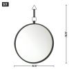 Modern Round Mirror with Leather Strap - Stylish Wall Decor for Home or Office