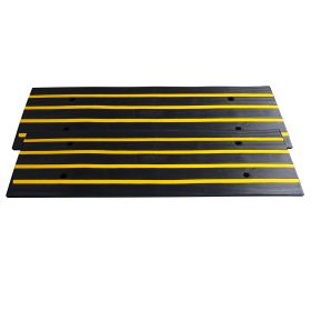 VEVOR Rubber Curb Ramp For Driveway 2 Pack, 15T Heavy Duty Sidewalk Curb Ramp, Rise Height Cable Cover Curbside Bridge Ramp For Garage For Low Cars, W