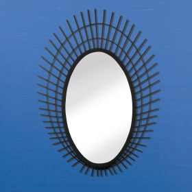 Riki Large Black Bamboo Mirror - Stylish and Functional Home Decor Accent