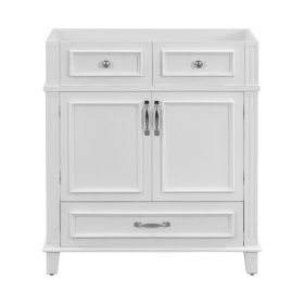 30 Inch Bathroom Vanity No Top, Solid Wood Frame Bathroom Storage Cabinet With Soft Close Door, Frame Only Bathroom Storage Cabinet, Vintage Style, Wh