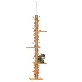 Pawhut Floor To Ceiling Cat Tree, 80- 95 Adjustable Tall Cat Tower, 3-Level Cat Climbing Towe For Indoor Cats With Sisal Scratching Post, Platforms, L