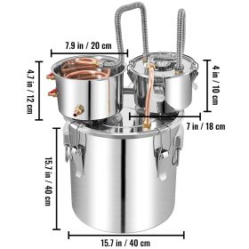 VEVOR Alcohol Still, 13.2Gal  50L Stainless Steel Water Alcohol Distiller Copper Tube Home Brewing Kit Build-in Thermometer For DIY Whisky Wine Brandy