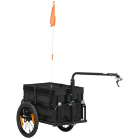 Aosom Bike Cargo Trailer, Bicycle Trailer Wagon Cart With Removable Storage Box, Quick Release 16 Wheels And Safe Reflectors, No Bottom