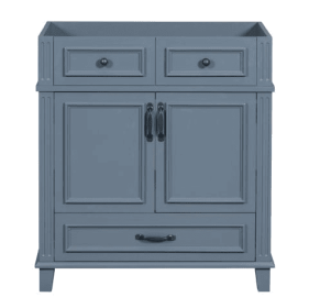 30 Inch Bathroom Vanity Topless, Solid Wood Frame Bathroom Storage Cabinet With Soft Close Door, Frame Only Bathroom Storage Cabinet, Vintage Style, B
