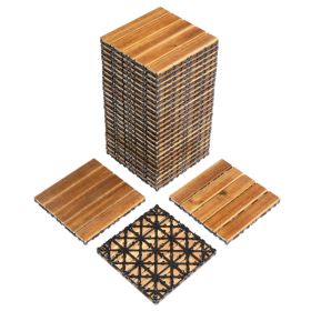 27pcs Wood Interlocking Deck Tiles 11.8x11.8, Waterproof Flooring Tiles For Indoor And Outdoor, Patio Wood Flooring For Patio Porch Poolside Balcony B