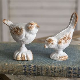 Rustic Set of Two Cast Iron Birds - Decorative Home Accents