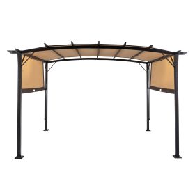 350x280x230.5cm Dark Brown Column, Brown Adjustable Shade Cloth, Curved Top, Folding Shed, Aluminum