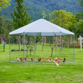 Large Metal Chicken Coop Hexagonal, Steel Wire Dipped Plastic Mesh, Oxford Cloth Silver Plated Waterproof And UV Resistant, Ducks, Rabbits, Sheep And