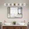 Modern Minimalist Bathroom Vanity Light, LED 6 Bulb Frosted Glass Shades, Wall Mounted Decorative Lighting Fixture, Suitable for Bathroom Vanity Mirro