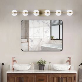 Modern Minimalist Bathroom Vanity Light, LED 6 Bulb Frosted Glass Shades, Wall Mounted Decorative Lighting Fixture, Suitable for Bathroom Vanity Mirro