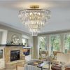 (Original W1340102252/L5001)Gold Crystal Chandeliers,5-Tier Round Semi Flush Mount Chandelier Light Fixture,Large Contemporary Luxury Ceiling Lighting