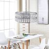 Modern Crystal Drum Chandelier, 6-Light Pendant Lighting Fixture with Silver Metal Frame for Living Room, Dining Room, and Bedroom (Bulbs Not Included