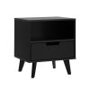 Modern 1-Drawer Nightstand with Open Cubby ‚Äì Black