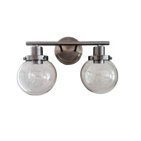 Bathroom Vanity Light Fixtures, 2-Light Black Wall Sconce Lighting Wall Lamp with Clear Glass Shade, Vintage Wall Mounted Lights Bathroom Lights for M
