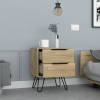 Nightstand 22" H, Four hairpin legs, Two Drawers, Light Oak