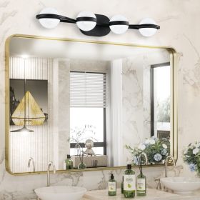 Modern Minimalist Bathroom Vanity Light, LED 4 Bulb Frosted Glass Shades, Wall Mounted Decorative Lighting Fixture, Suitable for Bathroom Vanity Mirro