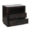 Modern Bedroom Furniture 1pc Nightstand of 2x Drawers LED Light Storage Cubby USB Ports Power Outlets Charcoal Finish Glass Insert Top Stylish Bed-Sid