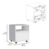 DEPOT E-SHOP Wasilla Nightstand with Open Shelf, 1 Drawer and Casters, White