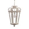 Wood Chandelier, Hanging Light Fixture with Adjustable Chain for Kitchen Dining Room Foyer Entryway, Bulb Not Included