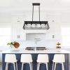 5-Light Farmhouse Chandeliers for Dining Room, Metal Rustic Pendant Island Light Fixture, Modern Rectangular Island Lights for Kitchen, Living Room Pu