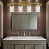 Brushed Gold Vanity Lights Wall Sconce 4-Light, Bathroom Light Fixtures with Clear Glass Shade Wall Lights