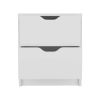 DEPOT E-SHOP Houma Double Drawer Nightstand, Bedside Table, White