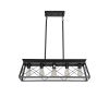 5-Light Farmhouse Chandeliers for Dining Room, Metal Rustic Pendant Island Light Fixture, Modern Rectangular Island Lights for Kitchen, Living Room Pu