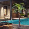 Outsunny 5' Artificial Lighted Palm Tree with 3 Coconuts, 200 LED Light, Color Changing Light Up Tropical Palm Tree with Remote for Indoor, Outdoor, P