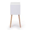 Nightstand with 2 Drawers, Bedside Tables with Solid Wood Legs and Storage, End Table, Side Table, Bedside Furniture for Bedroom, Living Room, White W