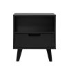 Modern 1-Drawer Nightstand with Open Cubby ‚Äì Black