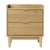Mid-Century Modern 2-Drawer Solid Wood Nightstand ‚Äì Natural Pine