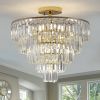 (Original W1340102252/L5001)Gold Crystal Chandeliers,5-Tier Round Semi Flush Mount Chandelier Light Fixture,Large Contemporary Luxury Ceiling Lighting