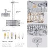 Modern Crystal Drum Chandelier, 6-Light Pendant Lighting Fixture with Silver Metal Frame for Living Room, Dining Room, and Bedroom (Bulbs Not Included