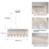 Silver Elegant Oval Crystal Chandelier, Modern Ceiling Light Fixture with Reflective Hanging Crystals for Dining Room, Living Room, and FoyerS (Bulbs