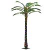 Outsunny 6' Artificial Lighted Palm Tree with 3 Coconuts, 240 LED Light, Color Changing Light Up Tropical Palm Tree with Remote for Indoor, Outdoor, P