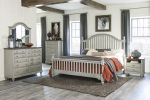 Classic Light Gray Finish 1pc Nightstand with 2x Drawers and Storage Cubby Dark Brown Top Modern Farmhouse Design Bedroom Furniture Side Table