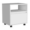 DEPOT E-SHOP Wasilla Nightstand with Open Shelf, 1 Drawer and Casters, White