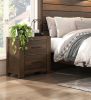 Antique Brown Finish 1pc Nightstand of Two Drawers Bold Look Bedroom Furniture Black Handles