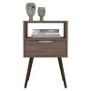 Nightstand Fugaz, Open Shelf, Single Drawer, Dark Walnut Finish