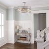 Modern Crystal Drum Chandelier, 6-Light Pendant Lighting Fixture with Silver Metal Frame for Living Room, Dining Room, and Bedroom (Bulbs Not Included