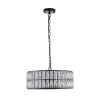 Modern Crystal Drum Chandelier, 6-Light Pendant Lighting Fixture with Black Metal Frame for Living Room, Dining Room, and Bedroom (Bulbs Not Included)