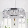 Modern Crystal Chandelier 18.9 Inches Aluminum+Iron Round Ceiling Light Flush Mount Ceiling Light Fixture for kitchen Island Dinning Bedrooms and Hall