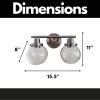 Bathroom Vanity Light Fixtures, 2-Light Black Wall Sconce Lighting Wall Lamp with Clear Glass Shade, Vintage Wall Mounted Lights Bathroom Lights for M