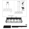 5-Light Farmhouse Chandeliers for Dining Room, Metal Rustic Pendant Island Light Fixture, Modern Rectangular Island Lights for Kitchen, Living Room Pu