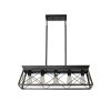 5-Light Farmhouse Chandeliers for Dining Room, Metal Rustic Pendant Island Light Fixture, Modern Rectangular Island Lights for Kitchen, Living Room Bl