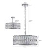 Modern Crystal Drum Chandelier, 6-Light Pendant Lighting Fixture with Silver Metal Frame for Living Room, Dining Room, and Bedroom (Bulbs Not Included