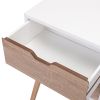 Nightstand with 2 Drawers, Bedside Tables with Solid Wood Legs and Storage, End Table, Side Table, Bedside Furniture for Bedroom, Living Room, White W