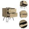 Nuvo 2 Nightstand,Two Drawers, Hairpin Legs