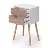 Nightstand with 2 Drawers, Bedside Tables with Solid Wood Legs and Storage, End Table, Side Table, Bedside Furniture for Bedroom, Living Room, White W